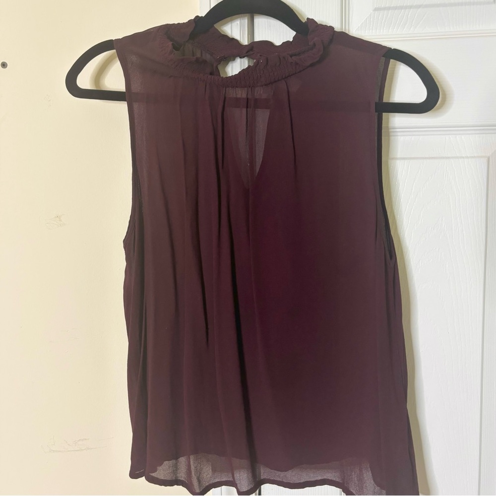 Dark Purple High Neck Mesh Top